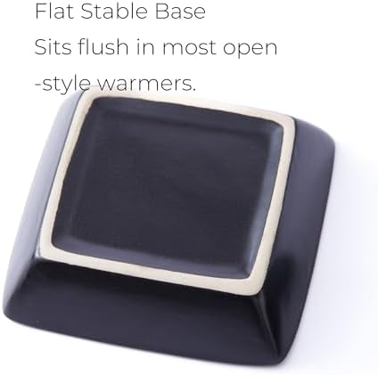 Set of 2 Square Ceramic Wax Warmer Dishes - Black Matte and Brown Bloom Pattern