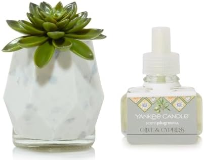 Yankee Candle Faceted Succulent Diffuser with Olive Cypress Refill