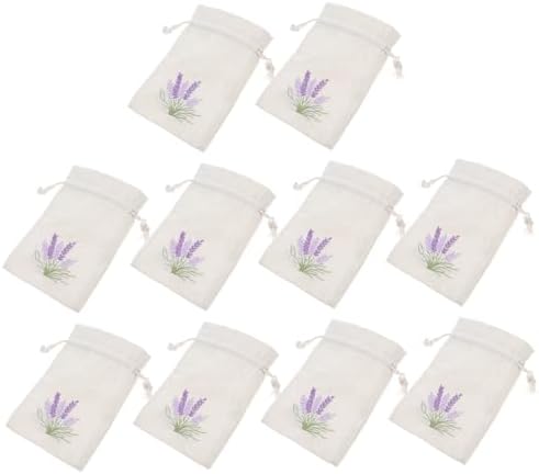 10Pcs Refillable Lavender Sachet Bags with Drawstring for Home and Travel