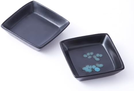 Set of 2 Square Ceramic Wax Warmer Dishes - Black Matte and Brown Bloom Pattern