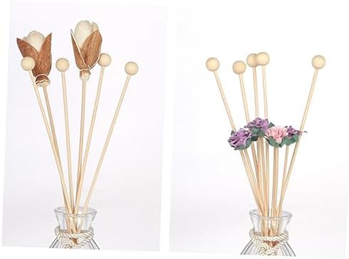 10Pcs Natural Rattan Diffuser Sticks with Wooden Beads for Home Office Fragrance