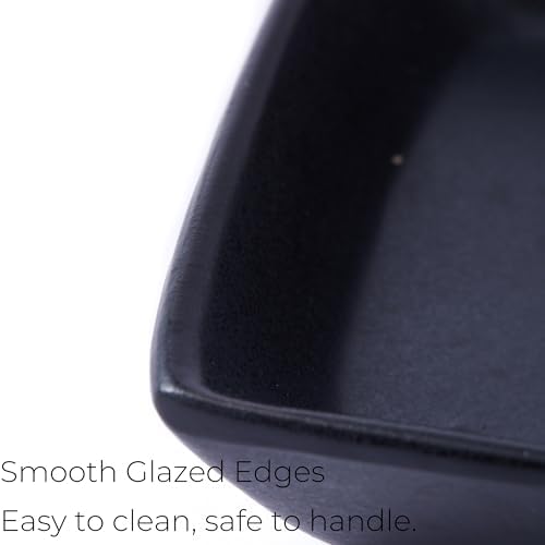 Set of 2 Square Ceramic Wax Warmer Dishes - Black Matte and Brown Bloom Pattern