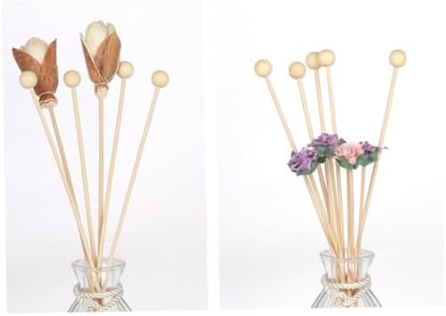 Garneck 10pcs Natural Rattan Sticks with Wooden Bead for Diffuser