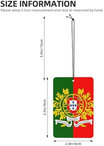 Portuguese Flag 6Pcs Car Scented Tablets with Hanging Rope