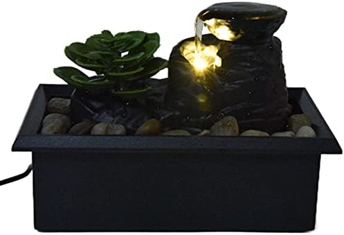 Yechiry Tabletop Fountain with LED Light and USB Power