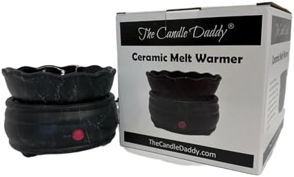 The Candle Daddy Electric Wax Melt and Candle Warmer - Jet Black Marble Ceramic