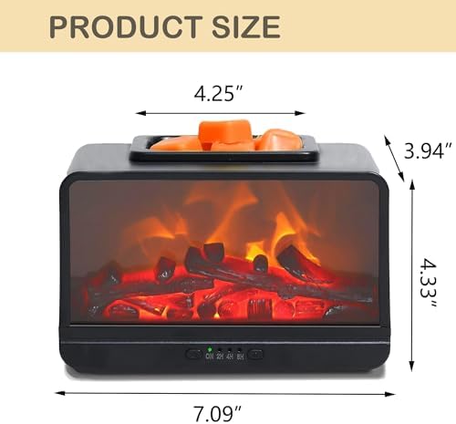 Freestanding Electric Wax Warmer with Timer Black PTC Heating Fireplace for Holiday