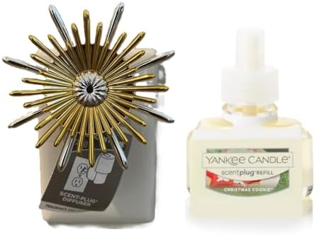 Yankee Candle Silver Gold Starburst Scent Plug Diffuser Base with Christmas Cookie Fragrance