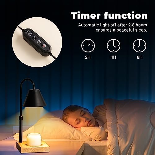 Black Dimmable Candle Warmer Lamp with Timer and 2 Bulbs