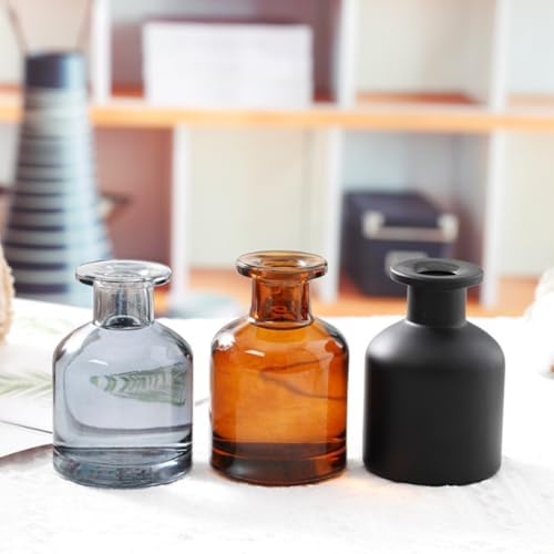 2 Pcs Amber Glass Diffuser Bottles with Fiber Sticks