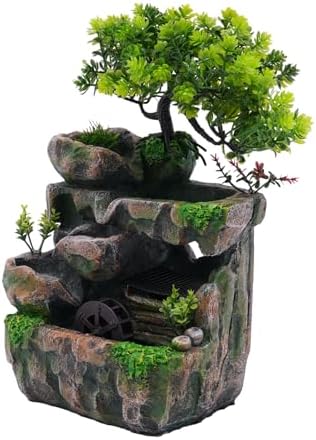 Rockery Stream Tabletop Fountain with LED Lights and Automatic Pump