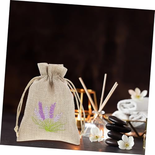 Sosoport 20pcs Lavender Sachet Bags Mini Embroidered Storage Drawstring Pouches