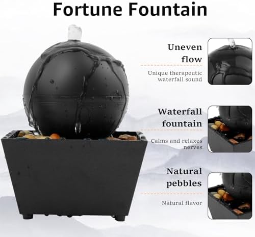Tabletop Fountain with Light and Sound Black