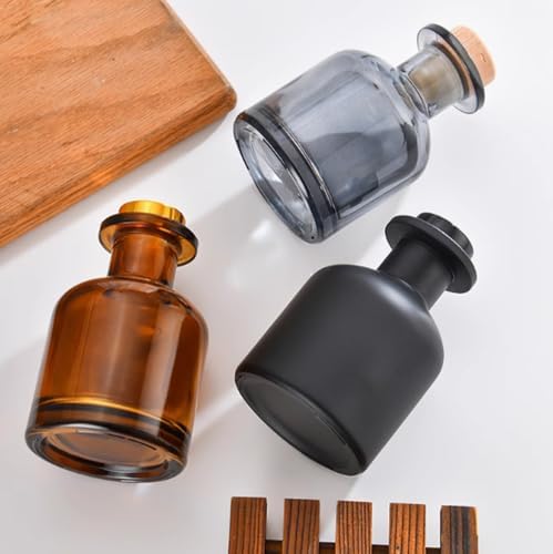 2 Pcs Amber Glass Diffuser Bottles with Fiber Sticks