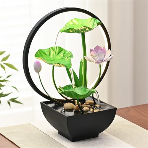Tabletop Water Fountain with 3-Tier Design and LED Lighting
