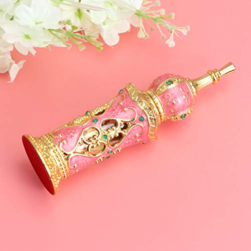 Antique Glass Perfume Bottle with Gold Details and Flower Vine Design