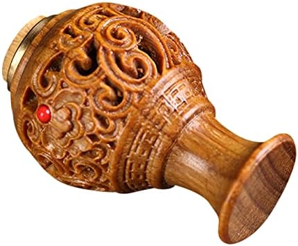 Wooden Aromatherapy Sachet Pendant with Green Sandalwood Carving