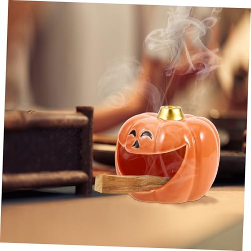 Zerodeko Halloween Pumpkin Incense Stick Holder Ceramic Burner
