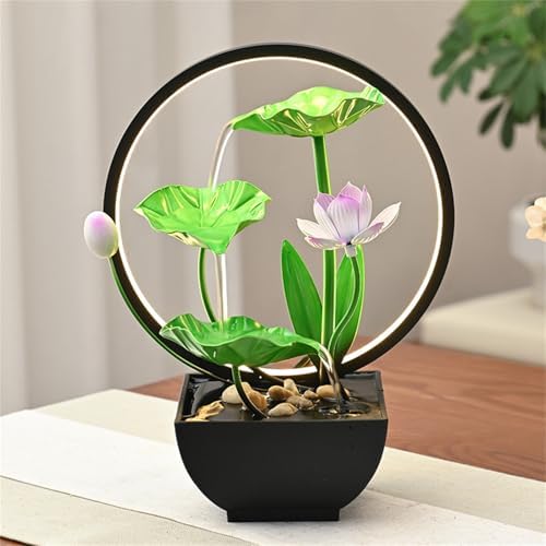 Tabletop Water Fountain with 3-Tier Design and LED Lighting