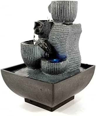 Elegant Indoor Water Fountain with LED Light and Stone