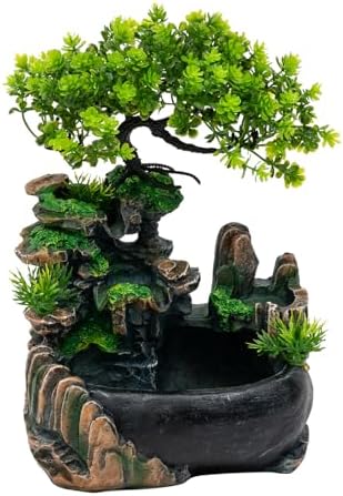 Atomizing Desktop Fountain with Bonsai and LED Light