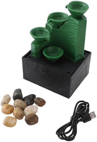 LED Light Tabletop Fountain with Stone for Home Office