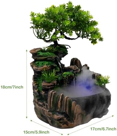 MARTEXBUY Desktop Waterfall Bonsai Fountain with LED Lights