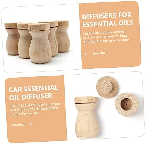 6pcs Essential Oil Diffuser Pendant Wooden Bottle Decor