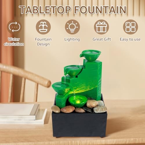 USB Powered Tabletop Waterfall Fountain with Light and Sound