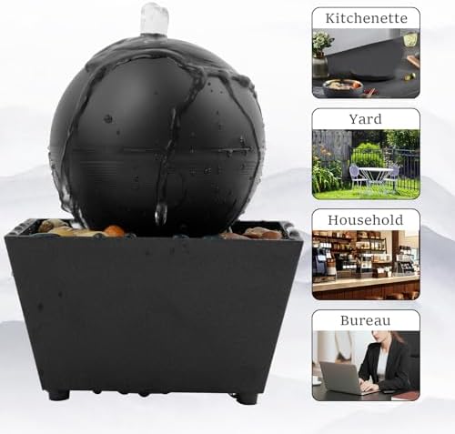 Tabletop Fountain with Light and Sound Black