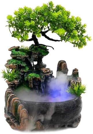 Tabletop Water Fountain with LED Lights Indoor Decor