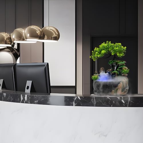 Tabletop Water Fountain with LED Lights Indoor Decor