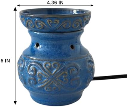 Hosley Blue Ceramic Electric Warmer and Caribbean Breeze Scented Oil Set