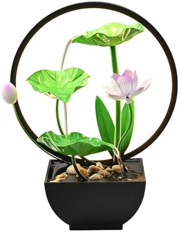 Tabletop Water Fountain with 3-Tier Design and LED Lighting
