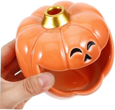 Zerodeko Halloween Pumpkin Incense Stick Holder Ceramic Burner