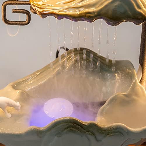 Tabletop Water Fountain with Mist and LED for Meditation