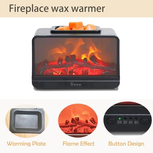 Freestanding Electric Wax Warmer with Timer Black PTC Heating Fireplace for Holiday