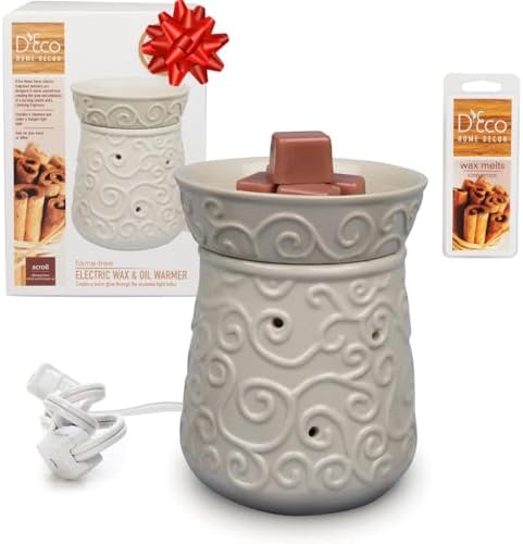 DEco Fragrance Wax Melter Warmer - 4 Cinnamon Cubes Included