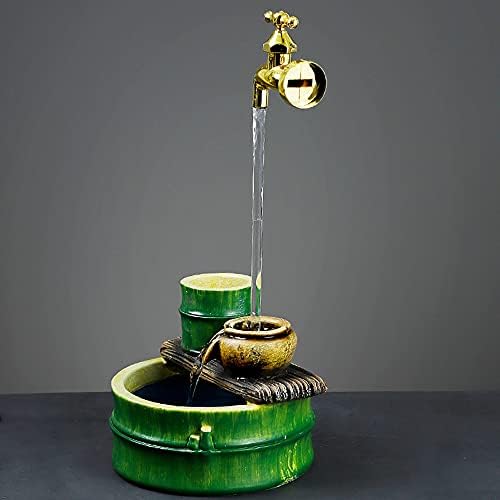 Gold Floating Faucet Tabletop Fountain with LED and Ultrasonic Atomizer