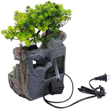 Kongkuni Tabletop Waterfall Fountain with LED Light and Pump