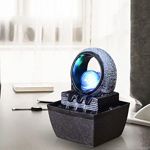 Indoor Fountain with LED Lights and Rolling Ball for Relaxation