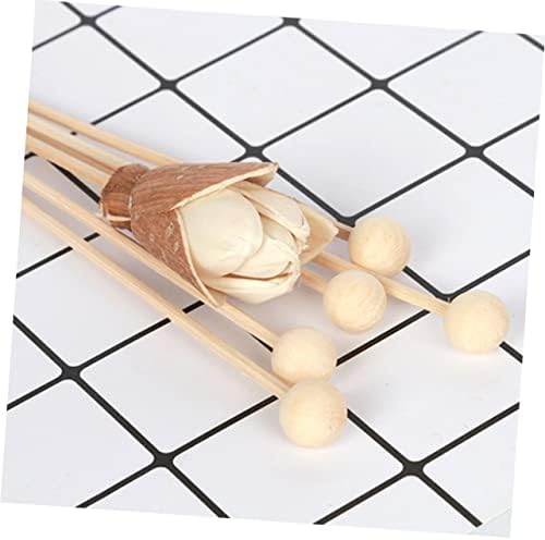 10Pcs Natural Rattan Diffuser Sticks with Wooden Beads for Essential Oil