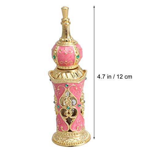 Antique Glass Perfume Bottle with Gold Details and Flower Vine Design