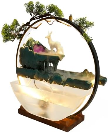 Eapmic Desktop Waterfall Fountain with Fish Tank and LED Light