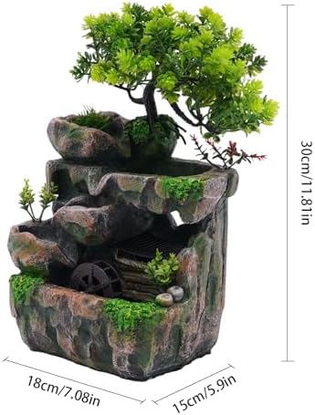 Kongkuni Tabletop Waterfall Fountain with LED Light and Pump