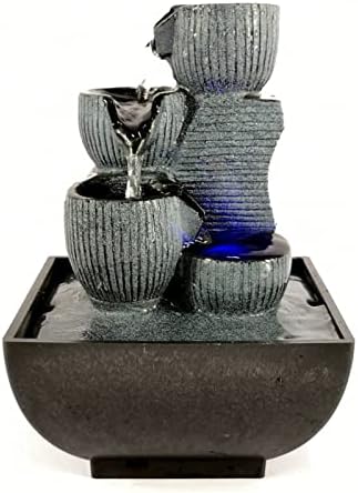 Elegant Indoor Water Fountain with LED Light and Stone