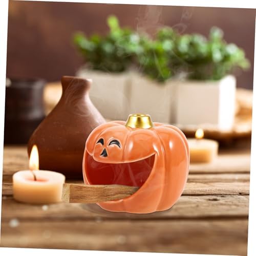 Zerodeko Halloween Pumpkin Incense Stick Holder Ceramic Burner