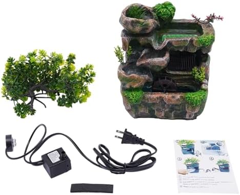 Kongkuni Tabletop Waterfall Fountain with LED Light and Pump