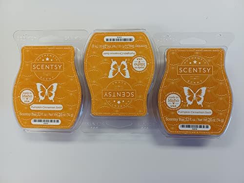 Scentsy Pumpkin Cinnamon Swirl Wickless Candle Bar 3-Pack