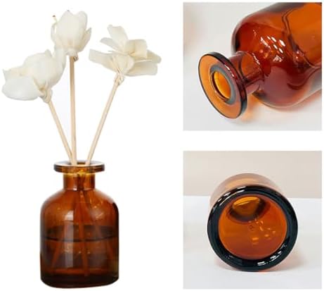 2 Pcs Amber Glass Diffuser Bottles with Fiber Sticks